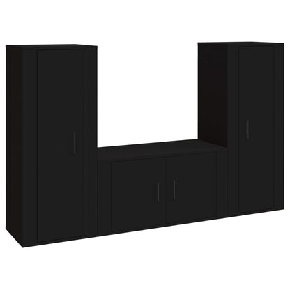 Set Mobili Porta TV 3 pz Nero in Legno Multistrato - homemem39