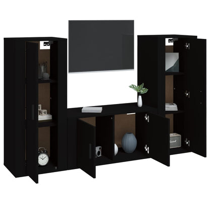 Set Mobili Porta TV 3 pz Nero in Legno Multistrato - homemem39