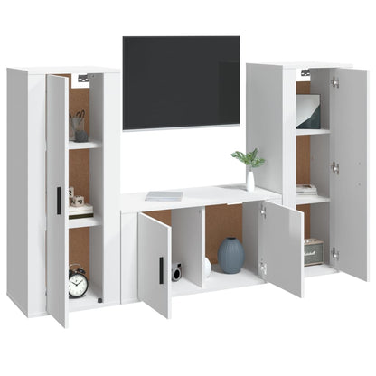 Set Mobili Porta TV 3 pz Bianco Lucido in Legno Multistrato - homemem39