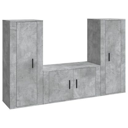 Set di Mobili Porta TV 3 pz Grigio Cemento in Legno Multistrato - homemem39