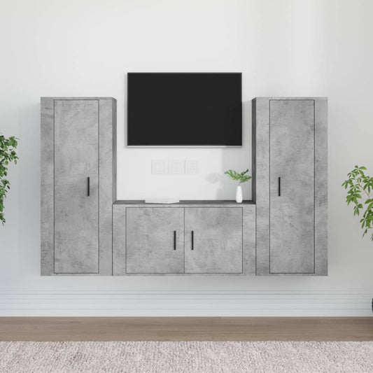 Set di Mobili Porta TV 3 pz Grigio Cemento in Legno Multistrato - homemem39