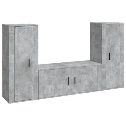 Set di Mobili Porta TV 3 pz Grigio Cemento in Legno Multistrato - homemem39