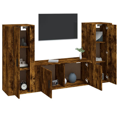 Set Mobili Porta TV 3 pz Rovere Fumo in Legno Multistrato - homemem39