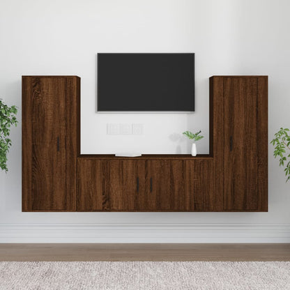 Set Mobili Porta TV 3 pz Rovere Marrone in Legno Multistrato - homemem39