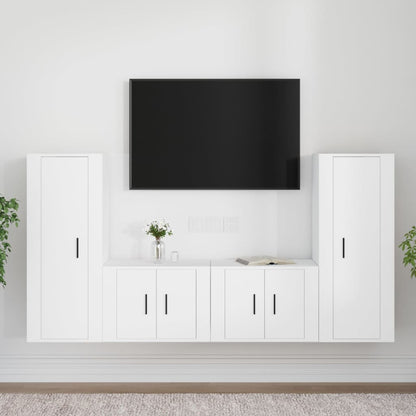 Set di Mobili Porta TV 4 pz Bianco in Legno Multistrato - homemem39