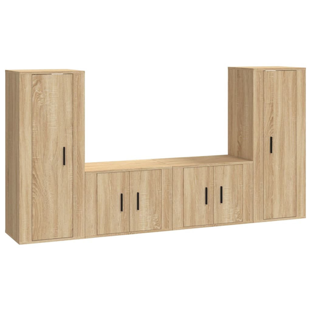 Set di Mobili Porta TV 4 pz Rovere Sonoma in Legno Multistrato - homemem39