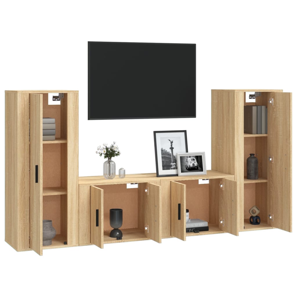 Set di Mobili Porta TV 4 pz Rovere Sonoma in Legno Multistrato - homemem39