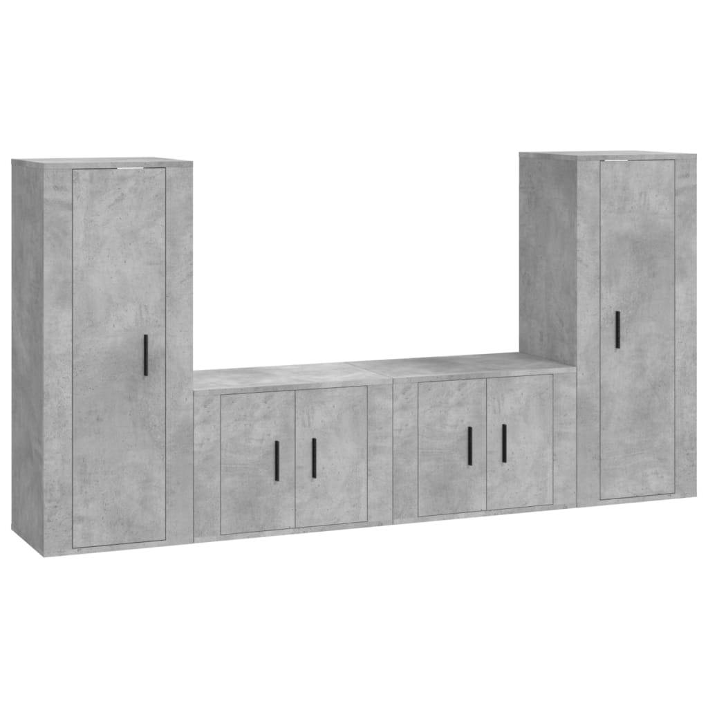 Set di Mobili Porta TV 4 pz Grigio Cemento in Legno Multistrato - homemem39