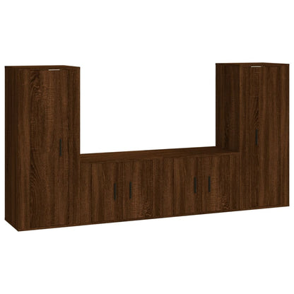 Set Mobili Porta TV 4 pz Rovere Marrone in Legno Multistrato - homemem39