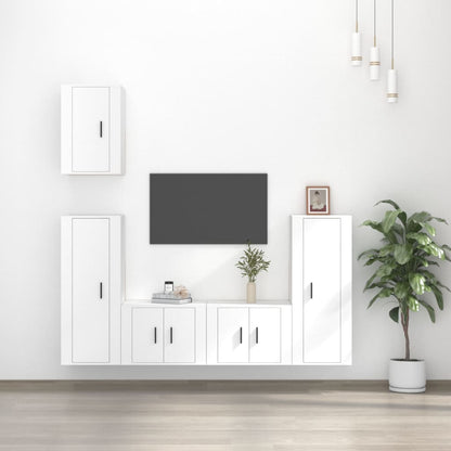 Set di Mobili Porta TV 5 pz Bianco in Legno Multistrato - homemem39