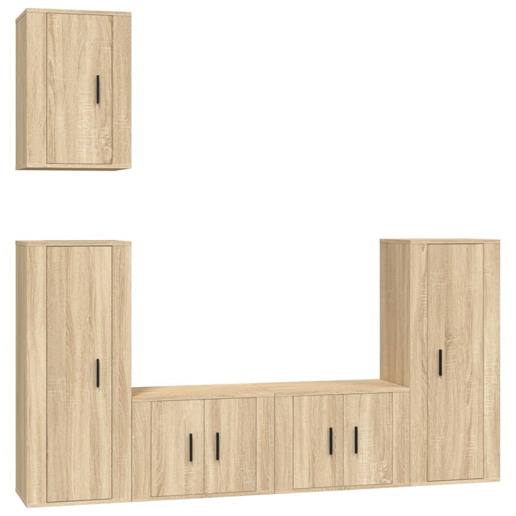 Set di Mobili Porta TV 5 pz Rovere Sonoma in Legno Multistrato - homemem39