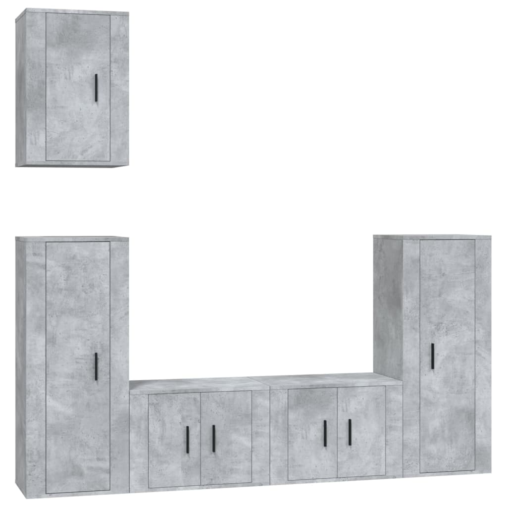 Set di Mobili Porta TV 5 pz Grigio Cemento in Legno Multistrato - homemem39