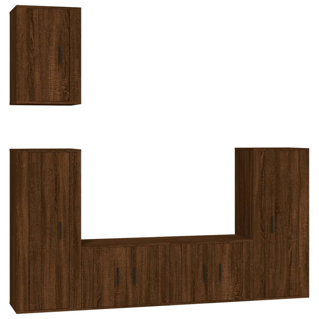 Set Mobili Porta TV 5 pz Rovere Marrone in Legno Multistrato - homemem39