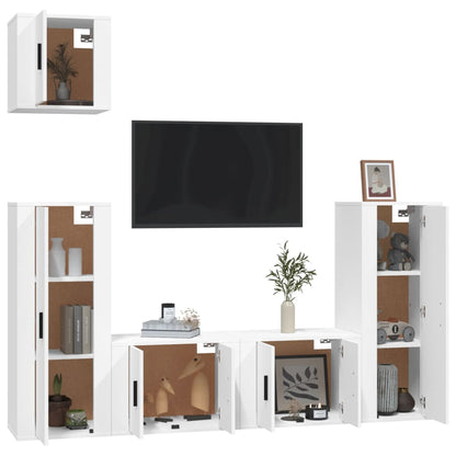 Set di Mobili Porta TV 5 pz Bianco in Legno Multistrato - homemem39