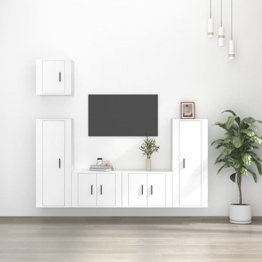 Set di Mobili Porta TV 5 pz Bianco in Legno Multistrato - homemem39