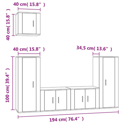 Set di Mobili Porta TV 5 pz Bianco Lucido in Legno Multistrato - homemem39