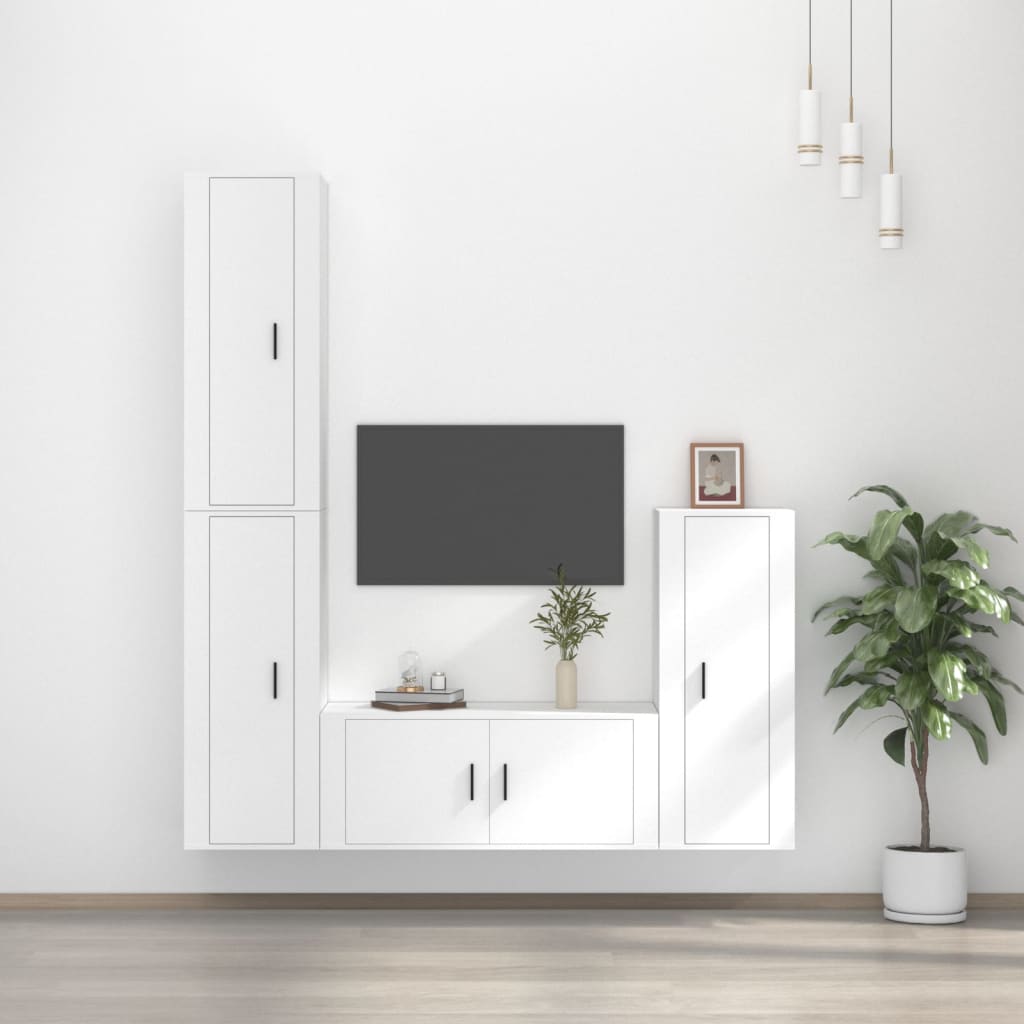 Set di Mobili Porta TV 4 pz Bianco in Legno Multistrato - homemem39