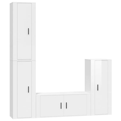 Set di Mobili Porta TV 4 pz Bianco Lucido in Legno Multistrato - homemem39