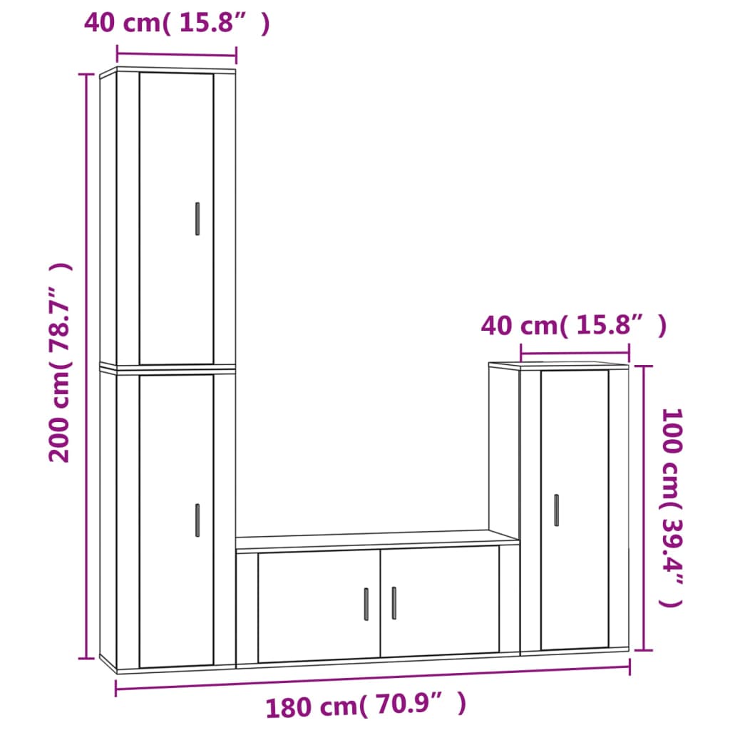 Set di Mobili Porta TV 4 pz Bianco Lucido in Legno Multistrato - homemem39