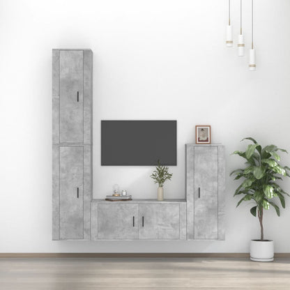 Set di Mobili Porta TV 4 pz Grigio Cemento in Legno Multistrato - homemem39