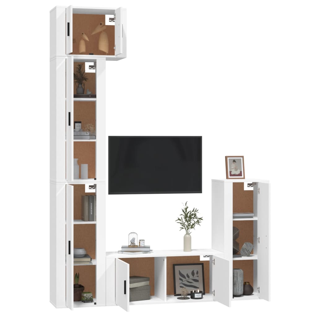 Set di Mobili Porta TV 5 pz Bianco in Legno Multistrato - homemem39