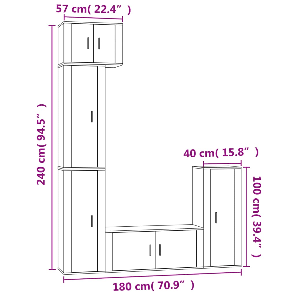 Set di Mobili Porta TV 5 pz Bianco in Legno Multistrato - homemem39