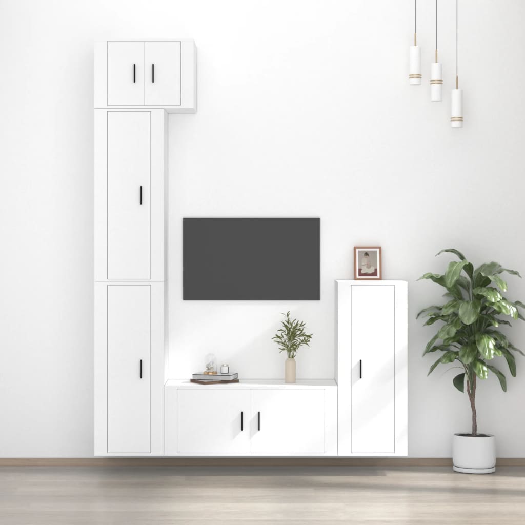 Set di Mobili Porta TV 5 pz Bianco in Legno Multistrato - homemem39