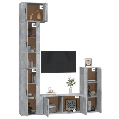 Set di Mobili Porta TV 5 pz Grigio Cemento in Legno Multistrato - homemem39