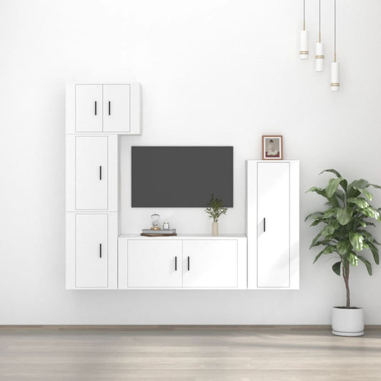 Set di Mobili Porta TV 5 pz Bianco in Legno Multistrato - homemem39