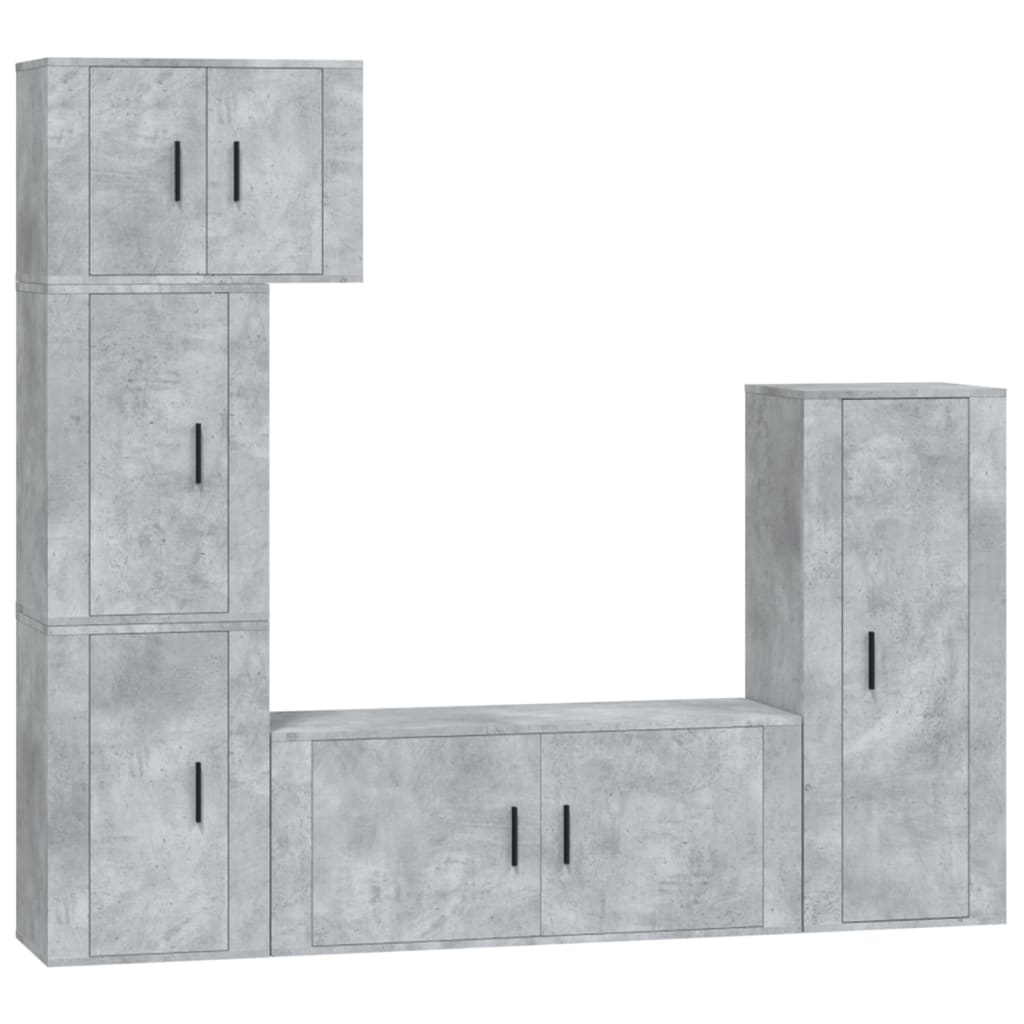 Set di Mobili Porta TV 5 pz Grigio Cemento in Legno Multistrato - homemem39