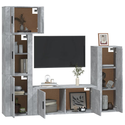 Set di Mobili Porta TV 5 pz Grigio Cemento in Legno Multistrato - homemem39