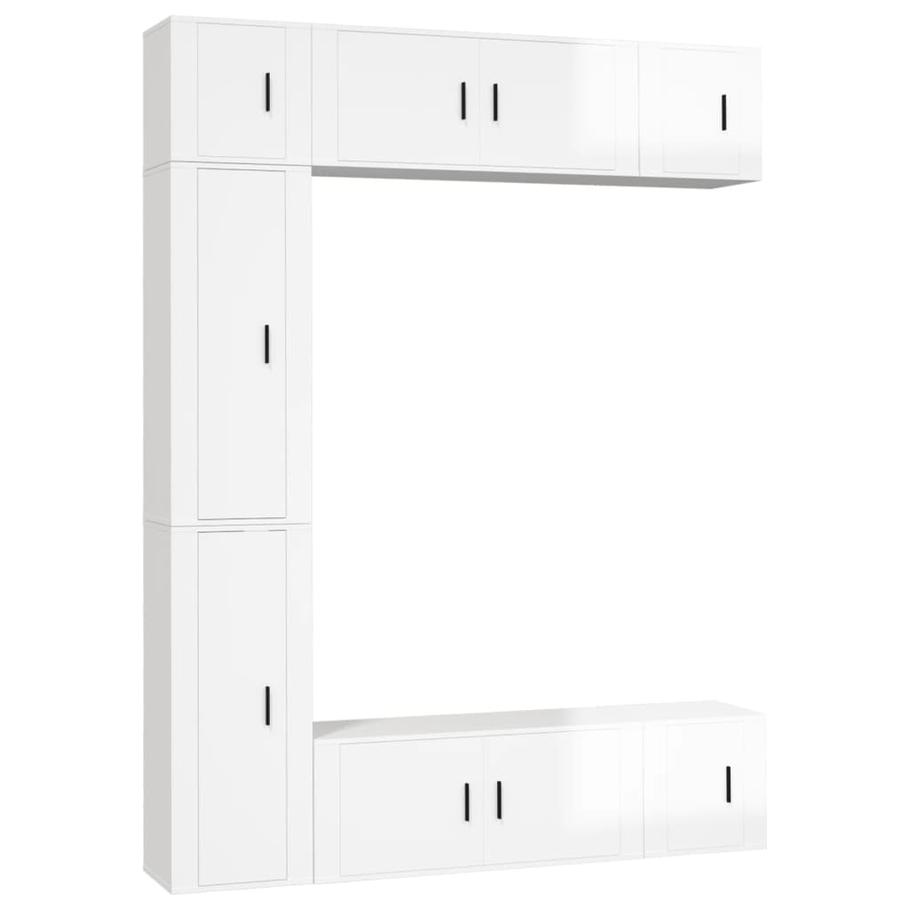 Set di Mobili Porta TV 7 pz Bianco Lucido in Legno Multistrato - homemem39