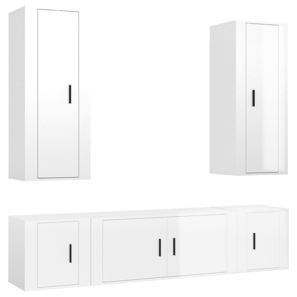 Set di Mobili Porta TV 5 pz Bianco Lucido in Legno Multistrato - homemem39