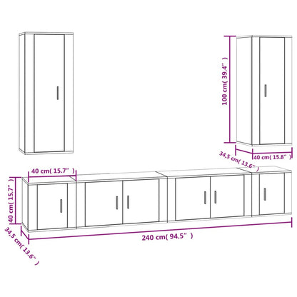 Set di Mobili Porta TV 6 pz Bianco Lucido in Legno Multistrato - homemem39