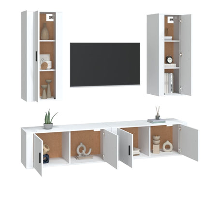 Set di Mobili Porta TV 4 pz Bianco in Legno Multistrato - homemem39