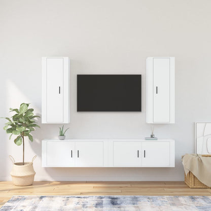 Set di Mobili Porta TV 4 pz Bianco in Legno Multistrato - homemem39