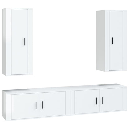 Set di Mobili Porta TV 4 pz Bianco Lucido in Legno Multistrato - homemem39