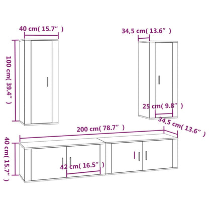 Set di Mobili Porta TV 4 pz Bianco Lucido in Legno Multistrato - homemem39