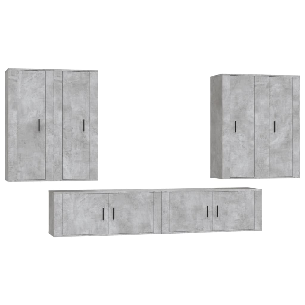 Set di Mobili Porta TV 6 pz Grigio Cemento in Legno Multistrato - homemem39