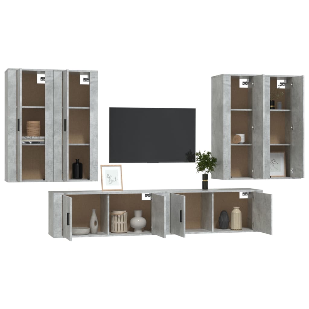 Set di Mobili Porta TV 6 pz Grigio Cemento in Legno Multistrato - homemem39