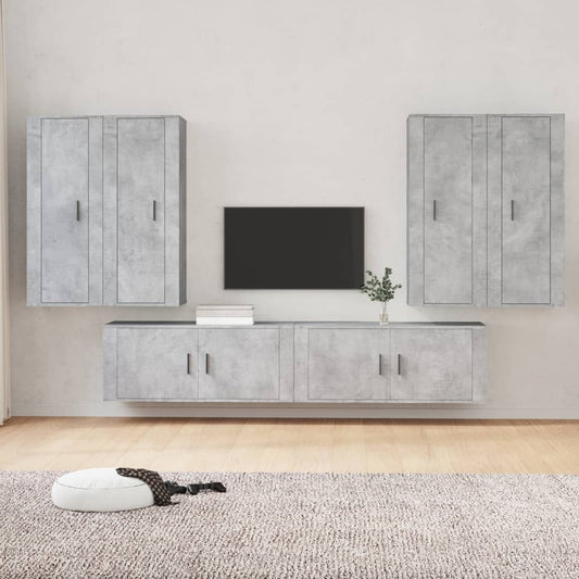 Set di Mobili Porta TV 6 pz Grigio Cemento in Legno Multistrato - homemem39