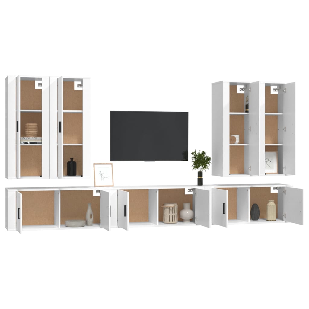 Set di Mobili Porta TV 7 pz Bianco in Legno Multistrato - homemem39