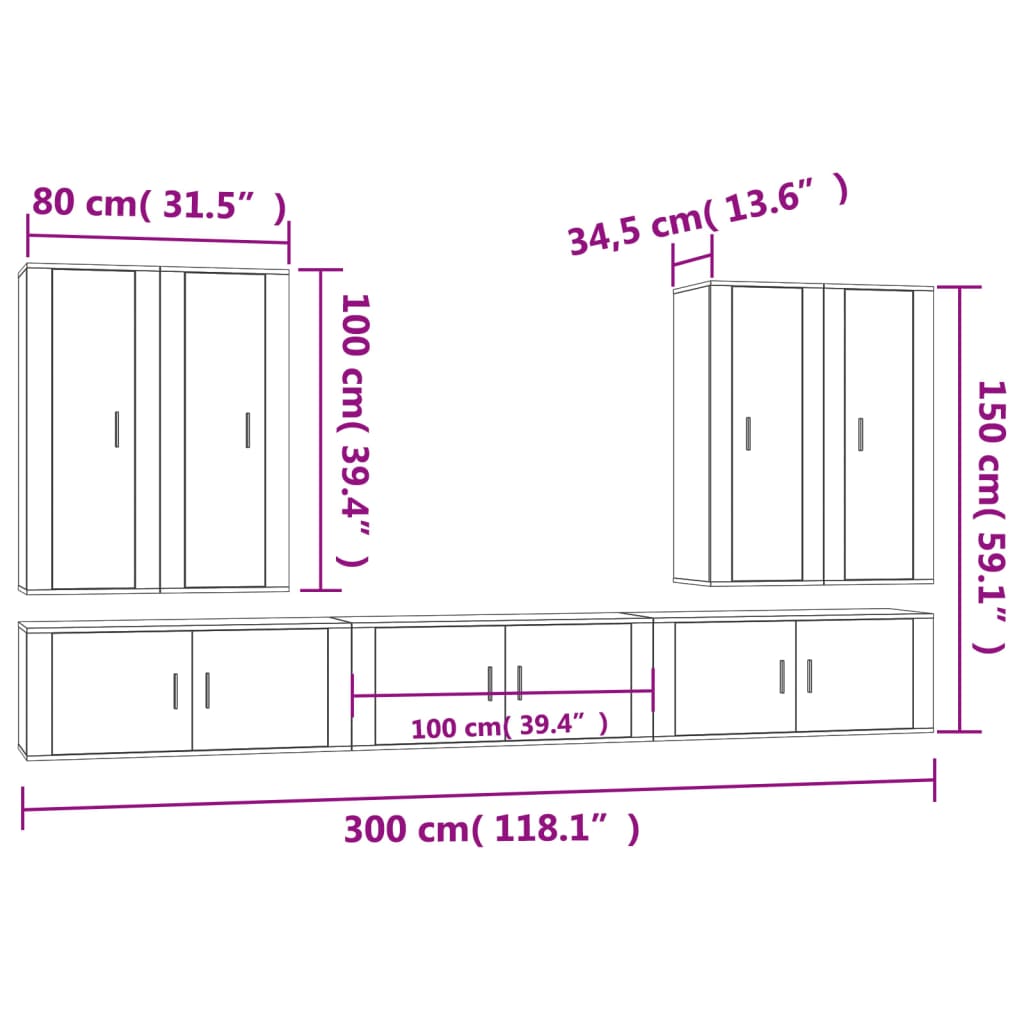 Set di Mobili Porta TV 7 pz Bianco in Legno Multistrato - homemem39