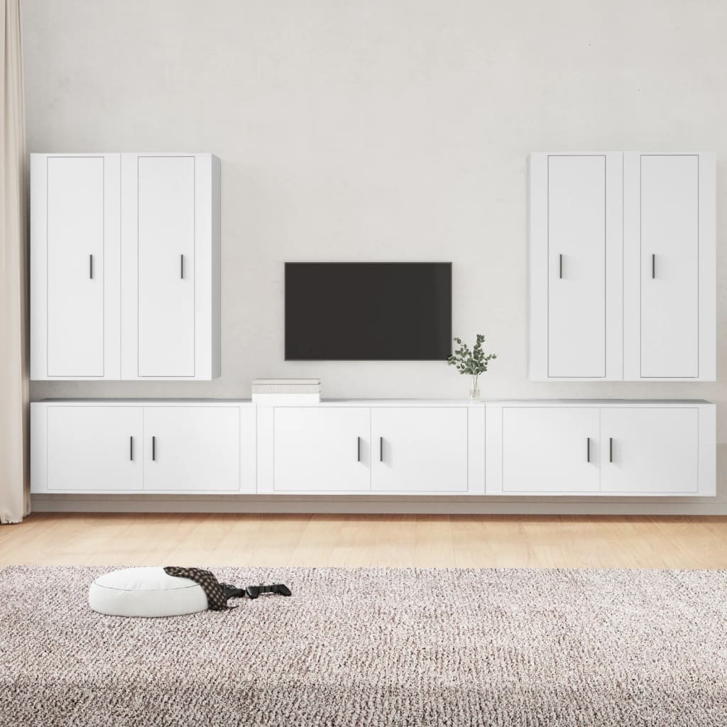 Set di Mobili Porta TV 7 pz Bianco in Legno Multistrato - homemem39