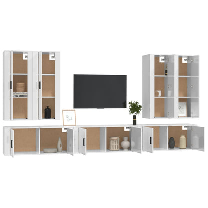 Set di Mobili Porta TV 7 pz Bianco Lucido in Legno Multistrato - homemem39