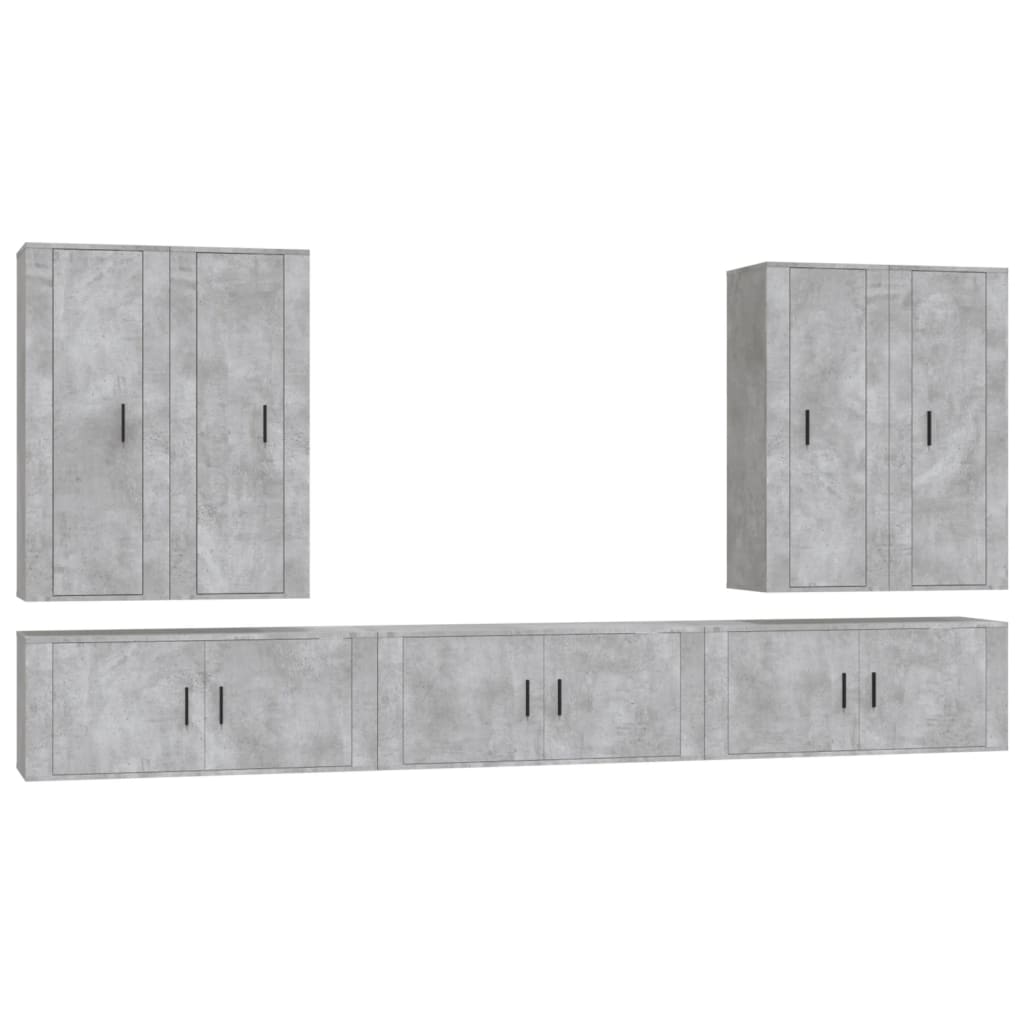 Set di Mobili Porta TV 7 pz Grigio Cemento in Legno Multistrato - homemem39