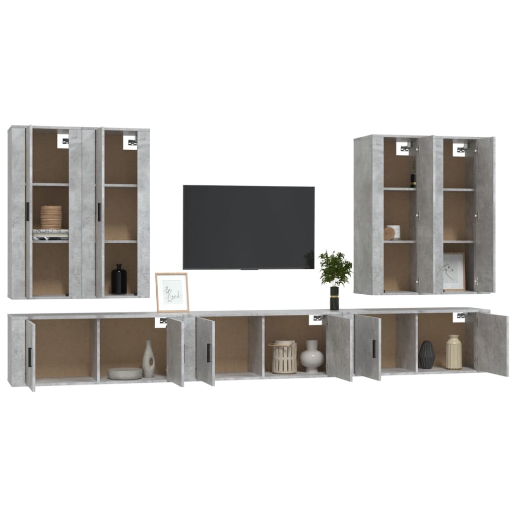 Set di Mobili Porta TV 7 pz Grigio Cemento in Legno Multistrato - homemem39