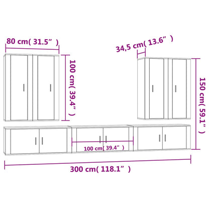 Set di Mobili Porta TV 7 pz Grigio Cemento in Legno Multistrato - homemem39