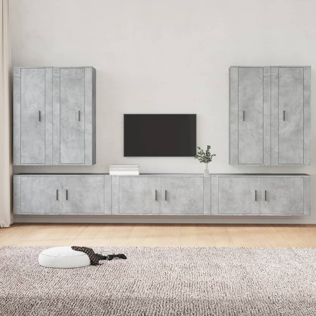 Set di Mobili Porta TV 7 pz Grigio Cemento in Legno Multistrato - homemem39