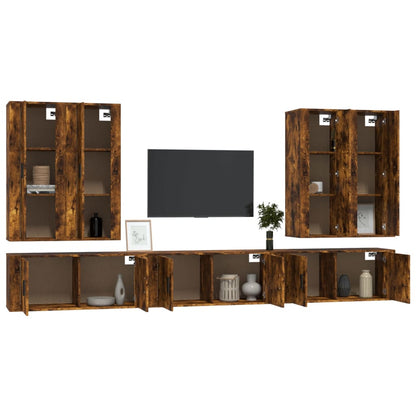 Set di Mobili Porta TV 7 pz Rovere Fumo in Legno Multistrato - homemem39